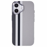 EIDERWOOD Mönstrad Carbon Skal - iPhone 16 - MagSafe Kompatibel - Grey Stripes