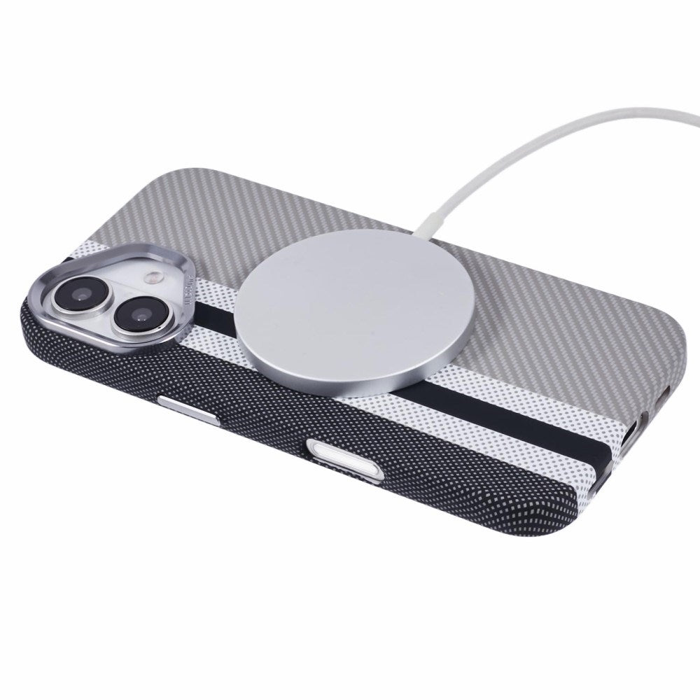 EIDERWOOD Mönstrad Carbon Skal - iPhone 16 - MagSafe Kompatibel - Grey Stripes