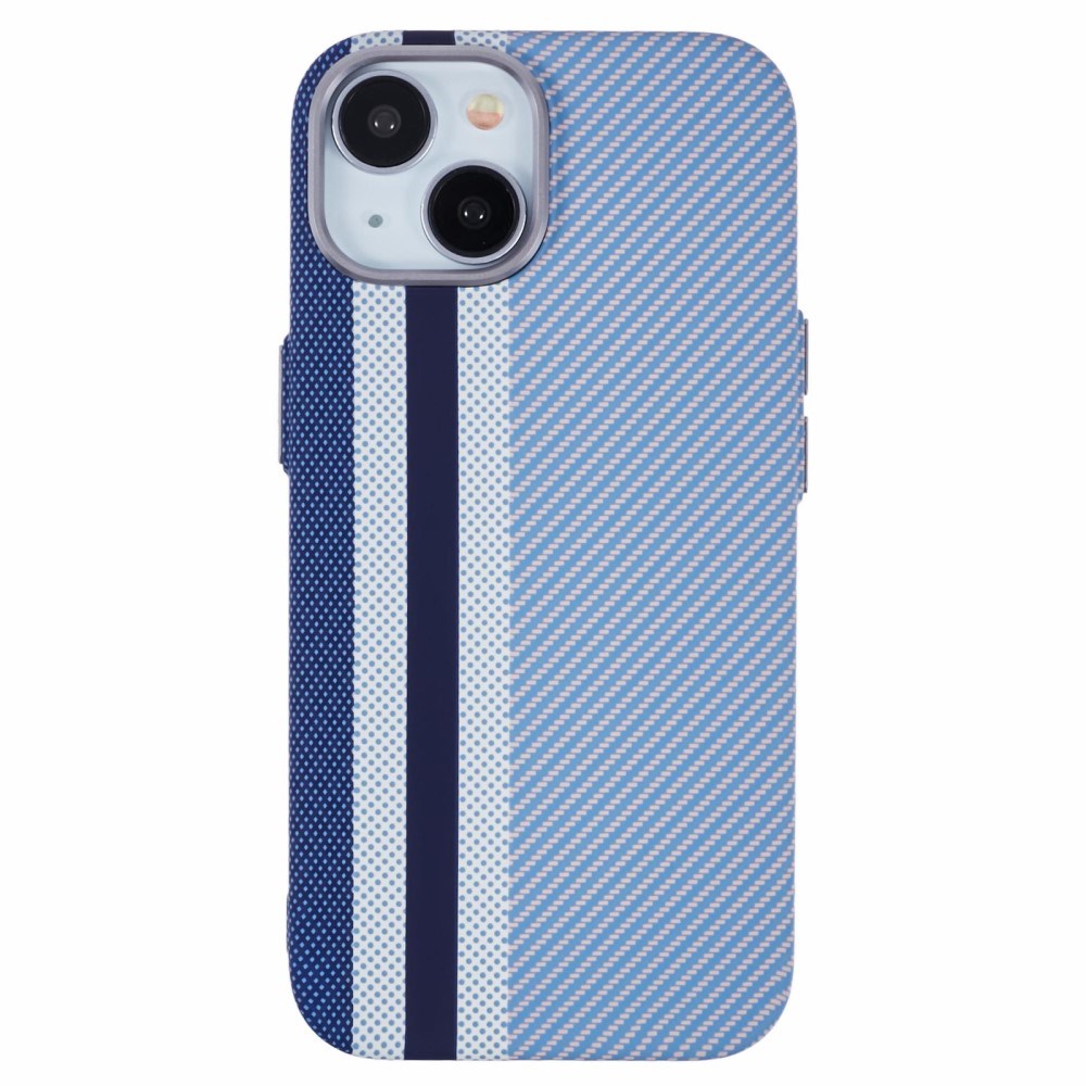 EIDERWOOD Mönstrad Carbon Skal - iPhone 15 - MagSafe Kompatibel - Blue Stripes