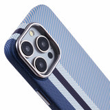 EIDERWOOD Mönstrad Carbon Skal - iPhone 15 Pro - MagSafe Kompatibel - Blue Stripes