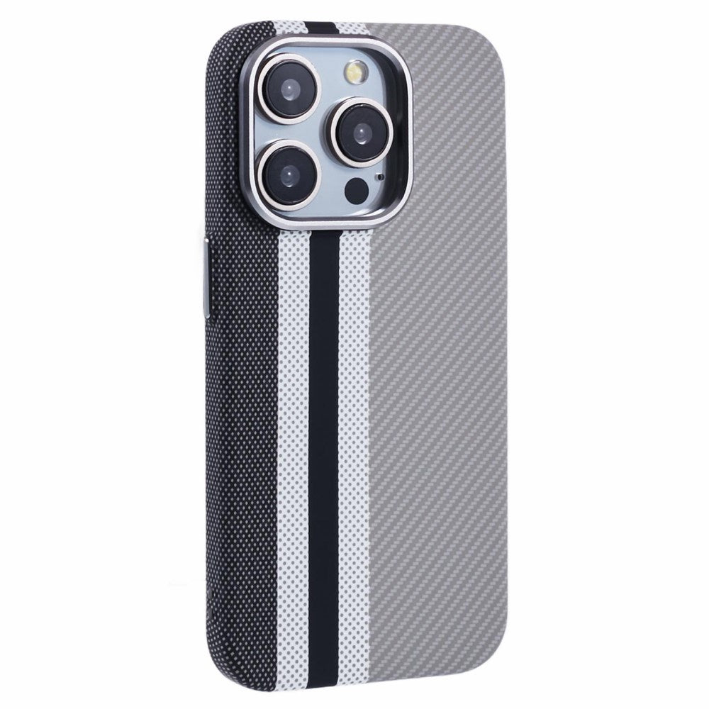 EIDERWOOD iPhone 15 Pro Mönstrad Carbon Skal - MagSafe Kompatibel - Grey Stripes
