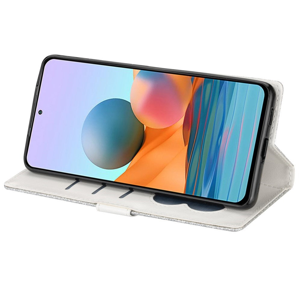 EIDERWOOD Samsung Galaxy S25 Glitter Flip Fodral m. Glidlåsficka & Ställfunktion - Silver