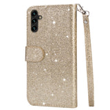 EIDERWOOD Samsung Galaxy S25 Glitter Flip Fodral m. Glidlåsficka & Ställfunktion - Guld