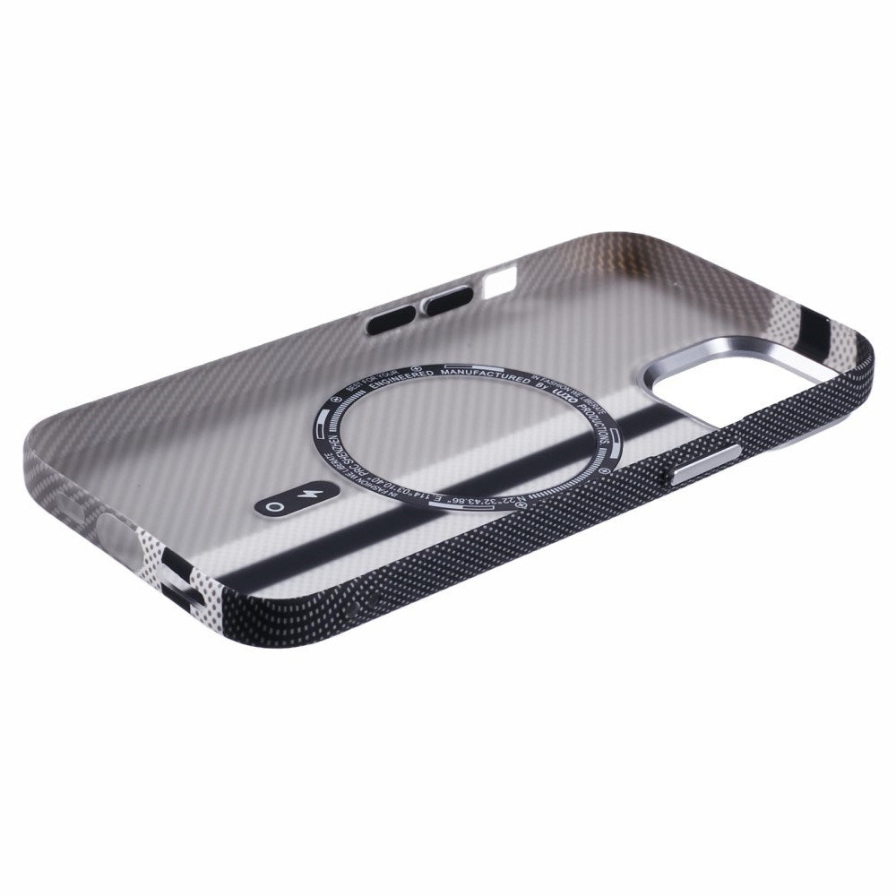 EIDERWOOD Mönstrad Carbon Skal - iPhone 14 - MagSafe Kompatibel - Grey Stripes