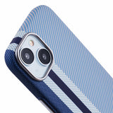 EIDERWOOD Mönstrad Carbon Skal - iPhone 14 - MagSafe Kompatibel - Blue Stripes