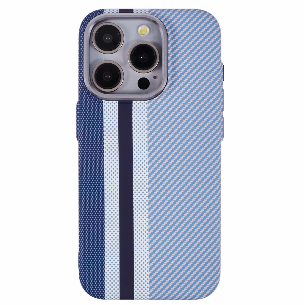 EIDERWOOD Mönstrad Carbon Skal - iPhone 14 Pro - MagSafe Kompatibel - Blue Stripes