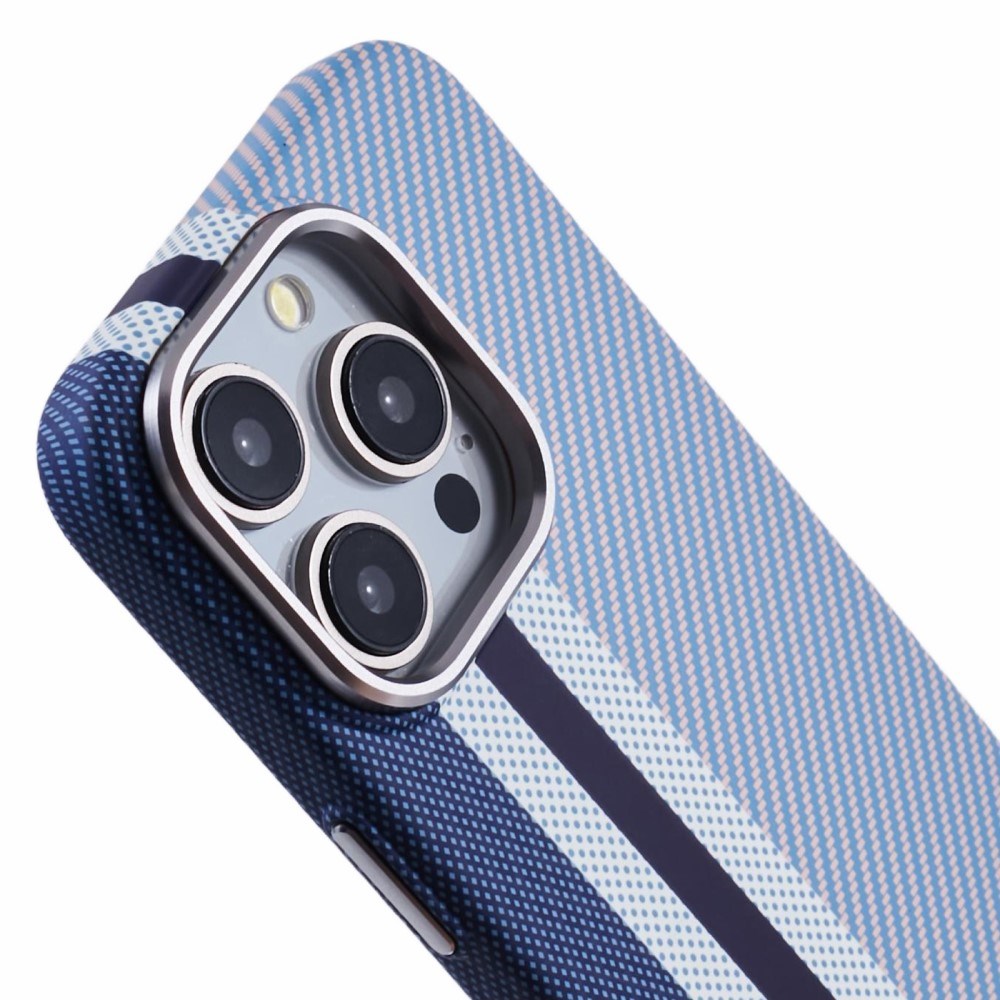 EIDERWOOD Mönstrad Carbon Skal - iPhone 14 Pro - MagSafe Kompatibel - Blue Stripes