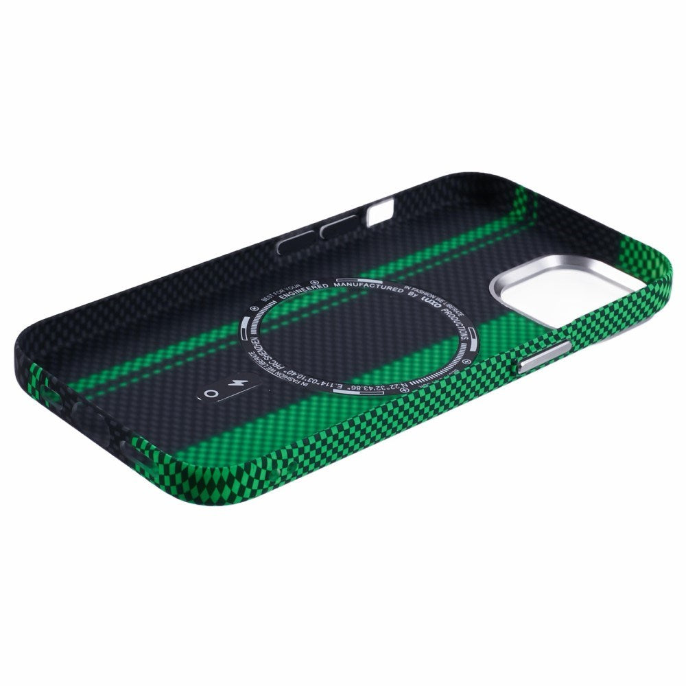 EIDERWOOD Mönstrad Carbon Skal - iPhone 13 - MagSafe Kompatibel - Green/Black