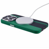 EIDERWOOD Mönstrad Carbon Skal - iPhone 12/12 Pro - MagSafe Kompatibel - Green/Black