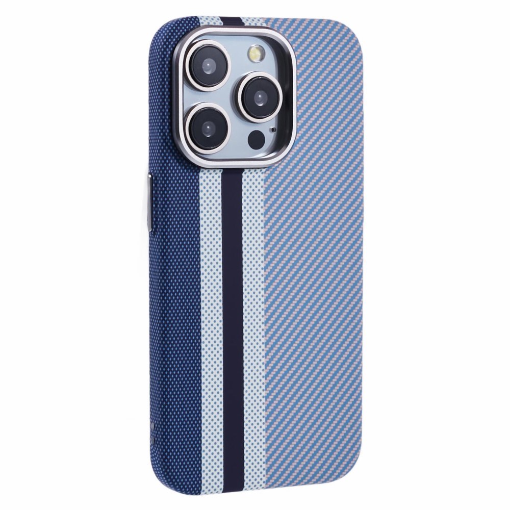 EIDERWOOD Mönstrad Carbon Skal - iPhone 12/12 Pro - MagSafe Kompatibel - Blue Stripes