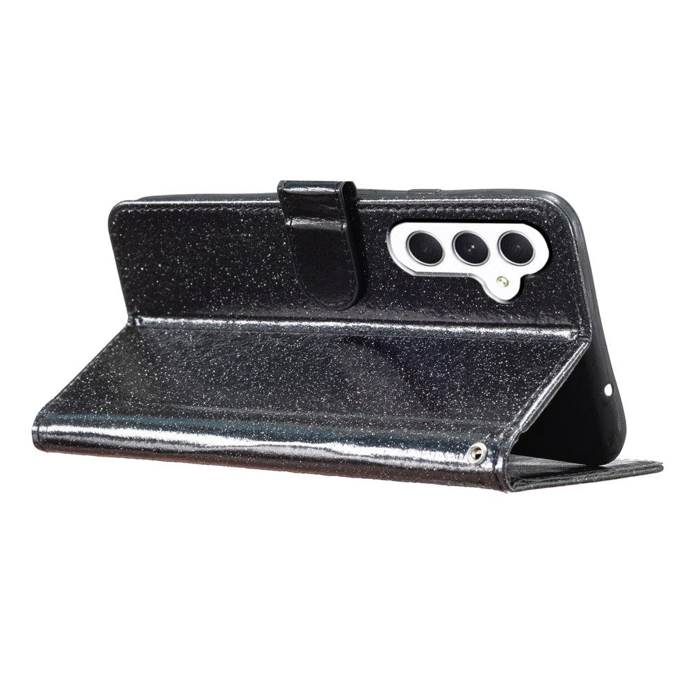 EIDERWOOD Samsung Galaxy A36 (5G) Läder Flip Fodral m. Plånbok & Rem - Glitter - Svart