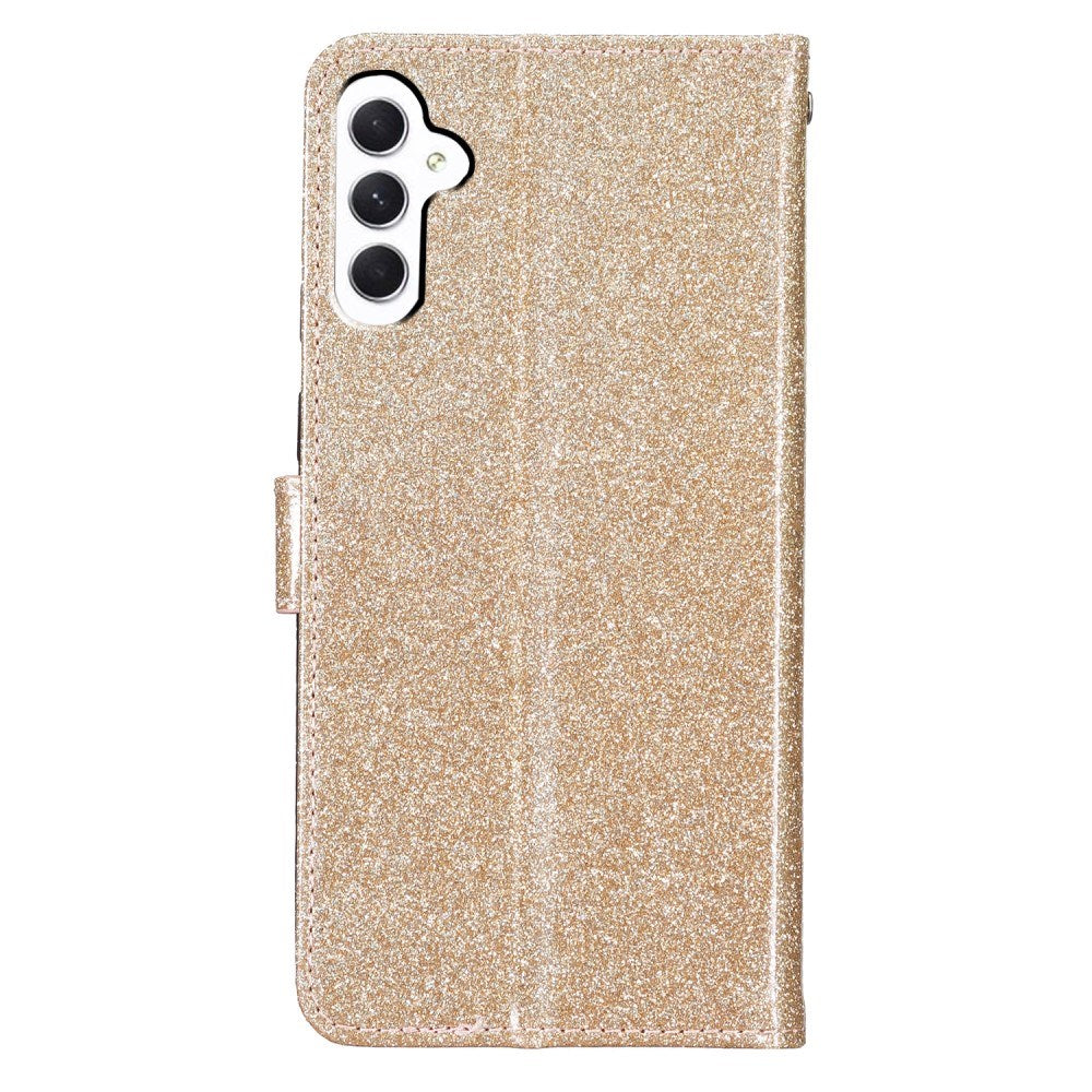 EIDERWOOD Samsung Galaxy A36 (5G) Läder Flip Fodral m. Plånbok & Rem - Glitter - Guld