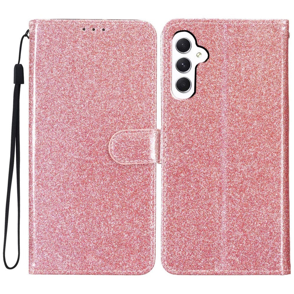 EIDERWOOD Samsung Galaxy A36 (5G) Läder Flip Fodral m. Plånbok & Rem - Glitter - Rose Gold