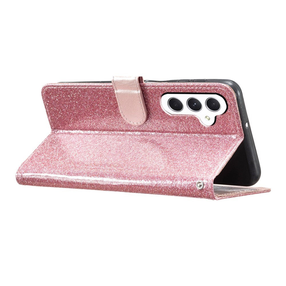 EIDERWOOD Samsung Galaxy A36 (5G) Läder Flip Fodral m. Plånbok & Rem - Glitter - Rose Gold