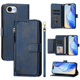 EIDERWOOD iPhone 17e / 16e Konstläder Flip Fodral m. Plånbok & Rem - Blå