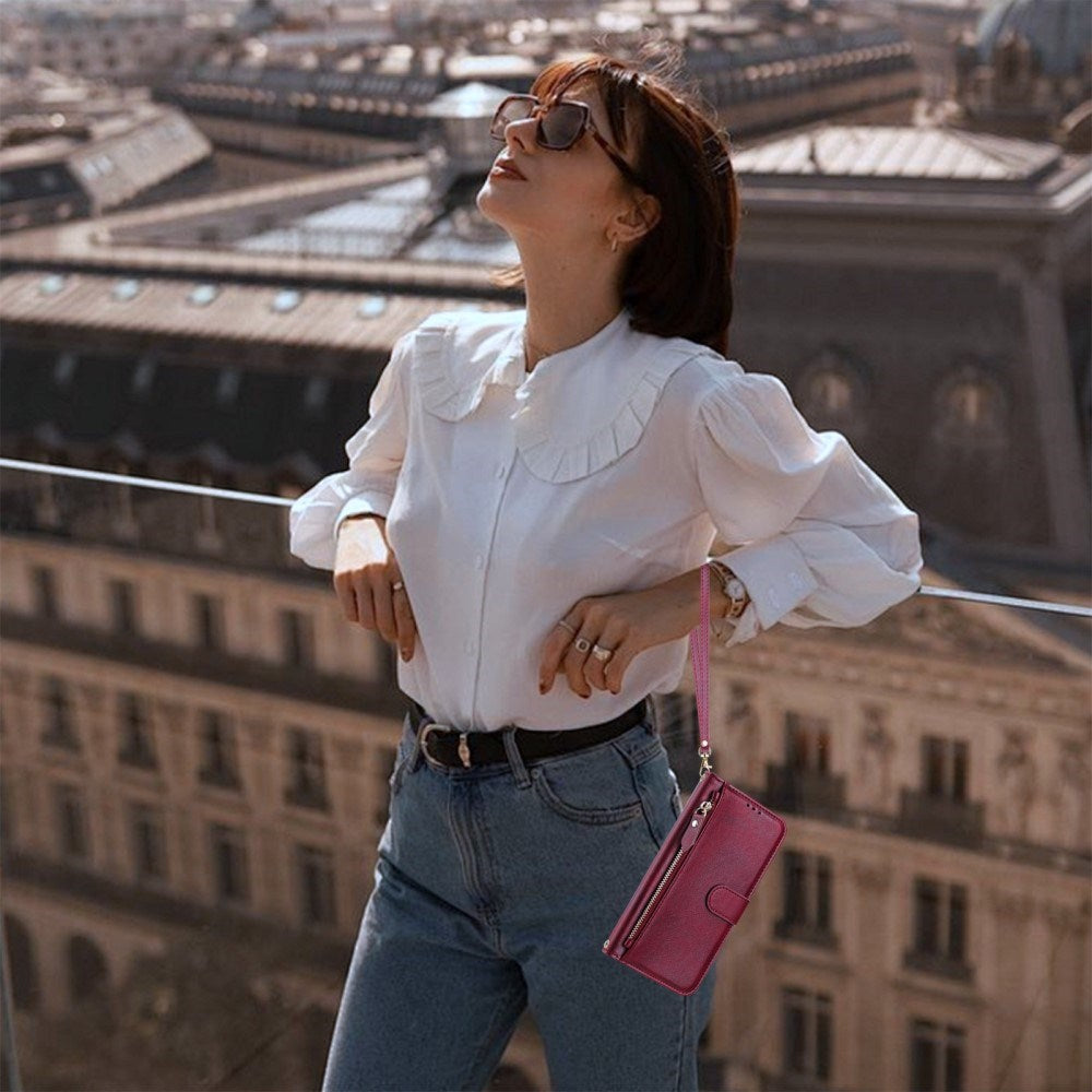 EIDERWOOD Xiaomi Redmi Note 14 Pro+ / 14 Pro (5G) Fodral med Korthållare för 6 kort & Blixtlåsficka - Röd