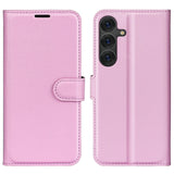 EIDERWOOD Samsung Galaxy S25+ (Plus) Stötskyddande Läder Wallet Case med Litchi Textur - Rosa