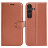 EIDERWOOD Samsung Galaxy S25+ (Plus) Stötskyddande Läder Wallet Case med Litchi Textur - Brun