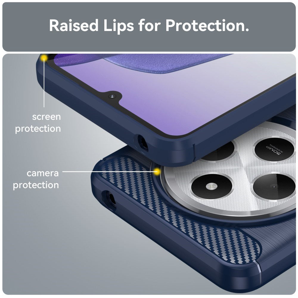 EIDERWOOD Xiaomi Redmi 14C Brushed Carbon Fiber Flexibel Plast Skal - Blå