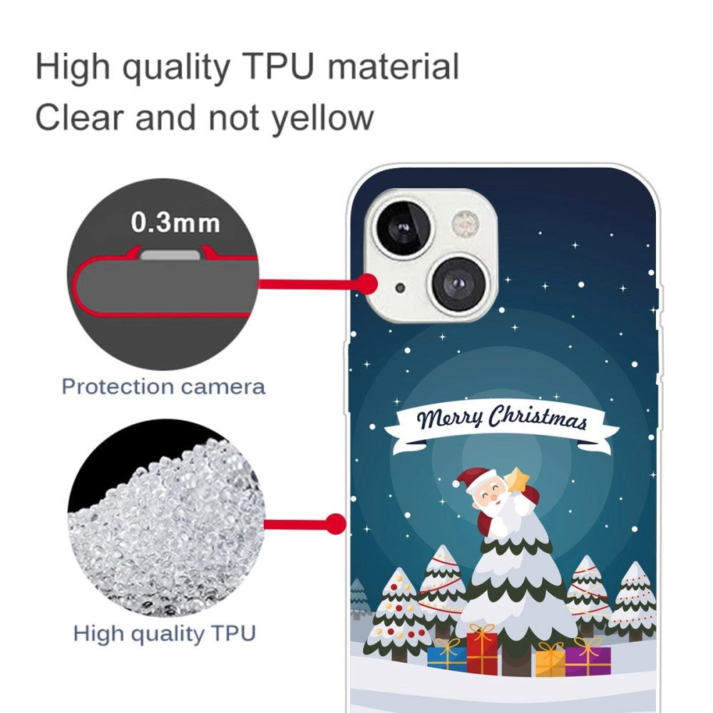 iPhone 14 Flexibelt Skal - Jul-tema - Julgran och Klappar