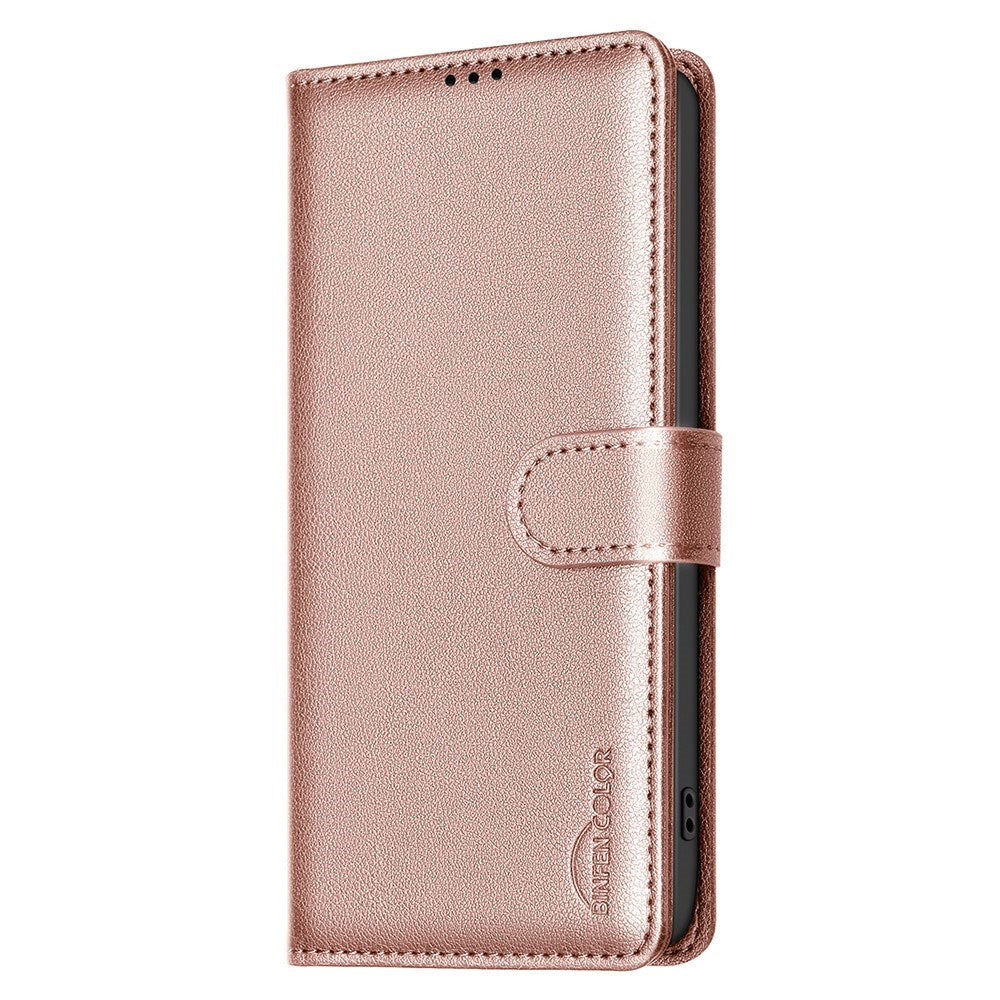 Samsung Galaxy A56 (5G) BINFEN Konstläder Fodral m. RFID Blockering - Rose Gold