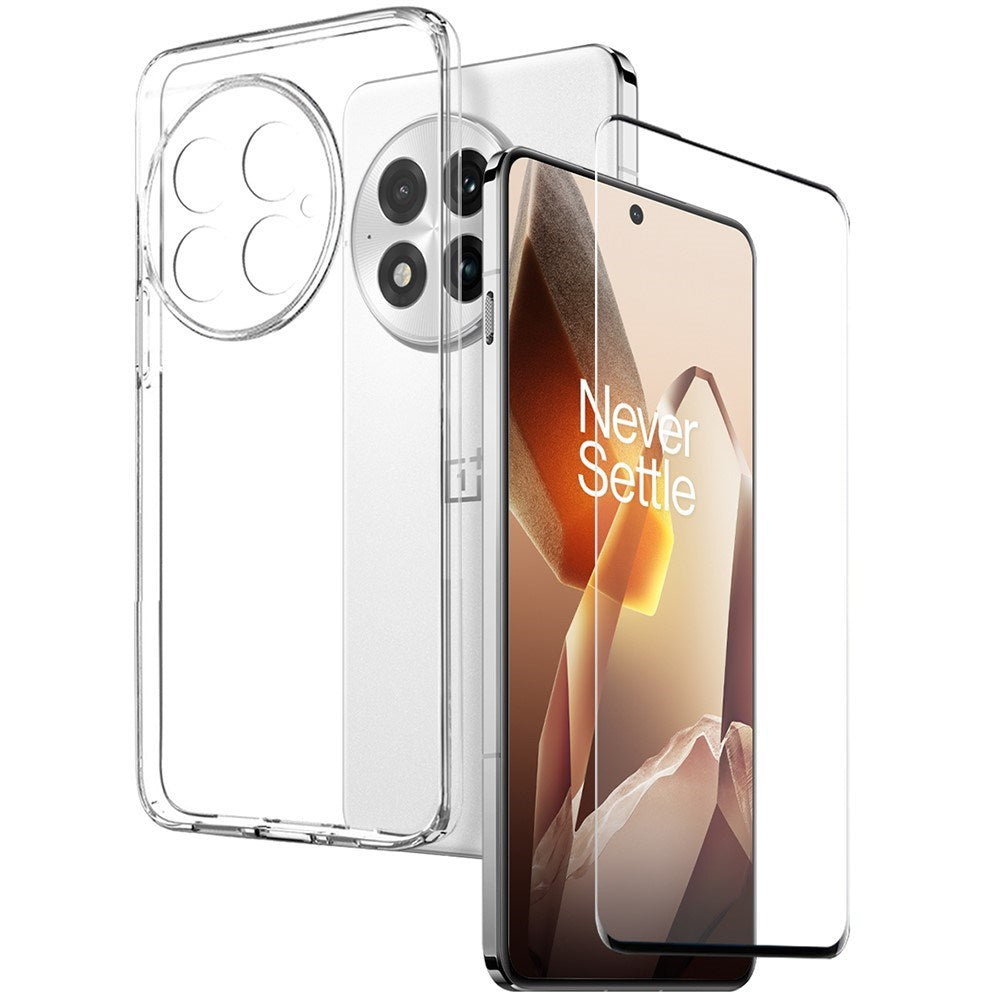 OnePlus 13 2-i-1 Set Flexibelt Plast Skydd med Härdat Skyddsglas - Genomskinlig