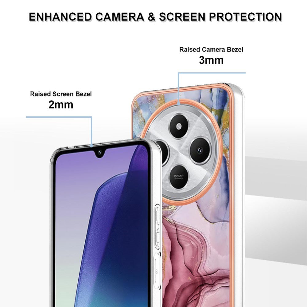 EIDERWOOD Xiaomi Redmi 14C Flexibelt Plast Skal med Marmordesign - Rosa