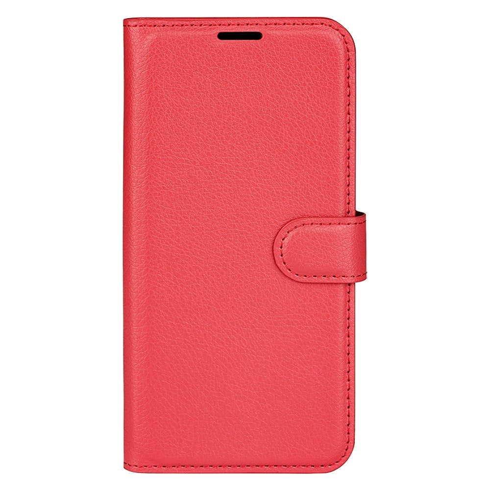 EIDERWOOD OnePlus 13 Stötskyddande Läder Wallet Case med Litchi Textur - Röd