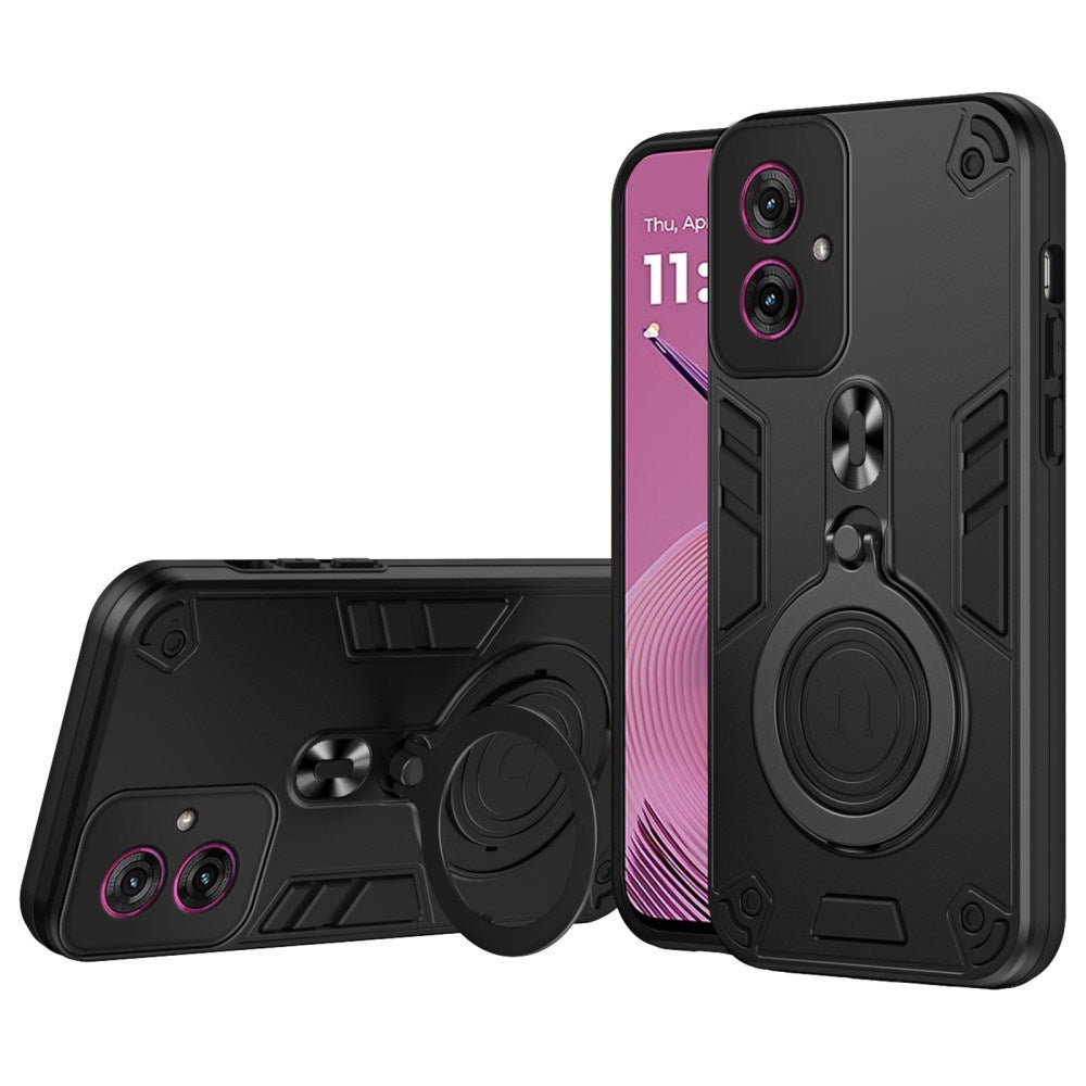 EIDERWOOD Motorola Moto G55 Hybrid Hantverkar Skal m. Rotterande Kickstand - Svart