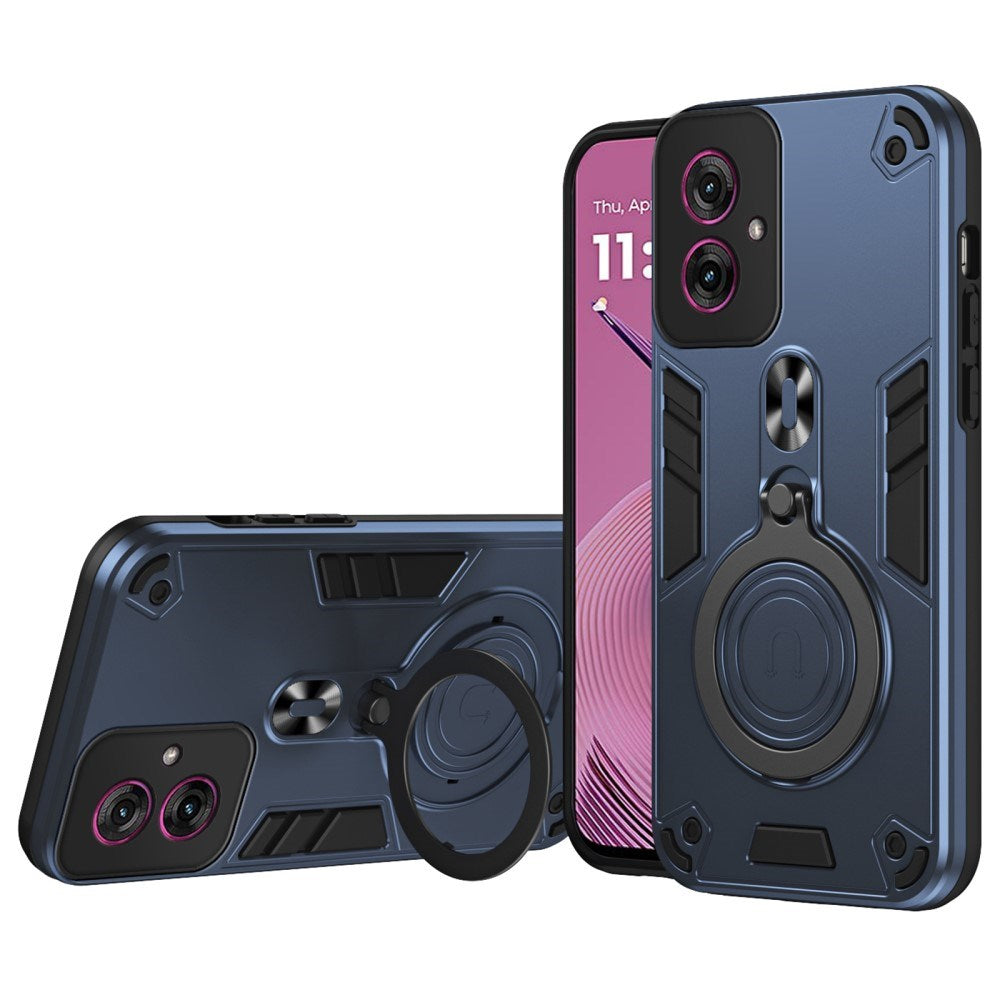 EIDERWOOD Motorola Moto G55 Hybrid Hantverkar Skal m. Rotterande Kickstand - Blå