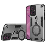 EIDERWOOD Motorola Moto G55 Hybrid Hantverkar Skal m. Rotterande Kickstand - Silver