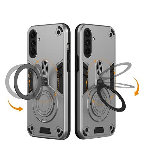 EIDERWOOD Samsung Galaxy A36 (5G) Hybrid Skal med 360 Graders Roterbart Kickstand - MagSafe Kompatibelt - Silver