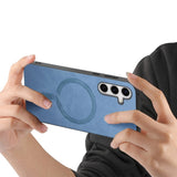 EIDERWOOD Samsung Galaxy S25 Konstläder Skal - MagSafe Kompatibel - Blå