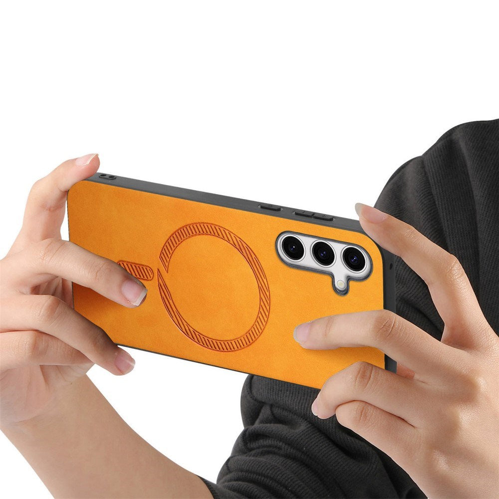 EIDERWOOD Samsung Galaxy S25 Konstläder Skal - MagSafe Kompatibel - Orange