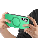 EIDERWOOD Samsung Galaxy S25 Konstläder Skal - MagSafe Kompatibel - Grön