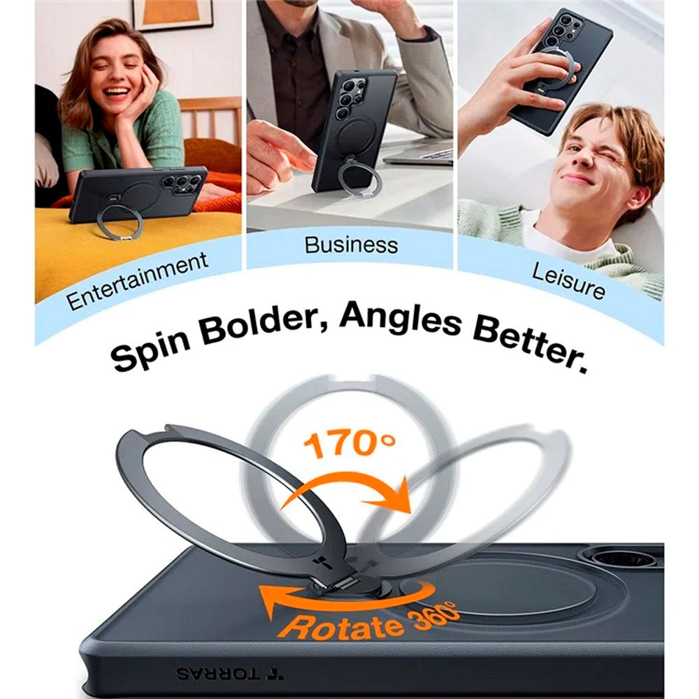 TORRAS Samsung Galaxy S25 Ultra Hybrid Skal m. Kickstand - MagSafe Kompatibel - Svart