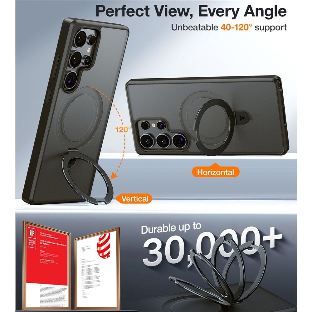 TORRAS Samsung Galaxy S25 Ultra Guardian Ostand Hybrid Skal m. Kickstand - MagSafe Kompatibel - Svart