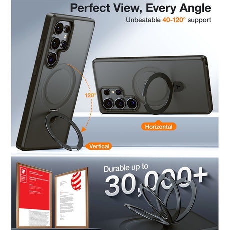 TORRAS Samsung Galaxy S25 Ultra Guardian Ostand Hybrid Skal m. Kickstand - MagSafe Kompatibel - Svart