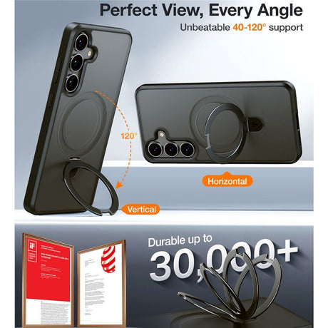 TORRAS Samsung Galaxy S25 Guardian Ostand Hybrid Skal m. Kickstand - MagSafe Kompatibel - Svart