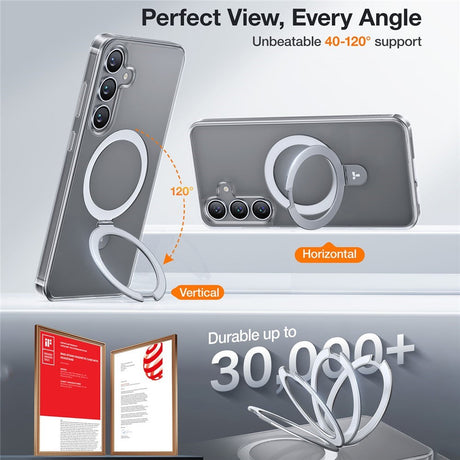 TORRAS Samsung Galaxy S25 Guardian Ostand Hybrid Skal m. Kickstand - MagSafe Kompatibel - Genomskinlig