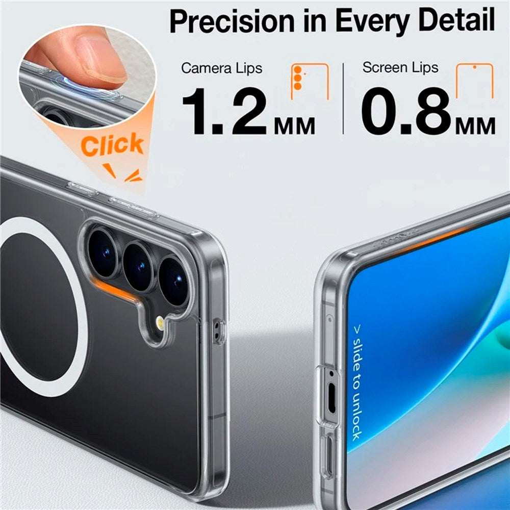 TORRAS Samsung Galaxy S25+ (Plus) Hybrid Skal m. Ställfunktion - MagSafe Kompatibel - Genomskinlig