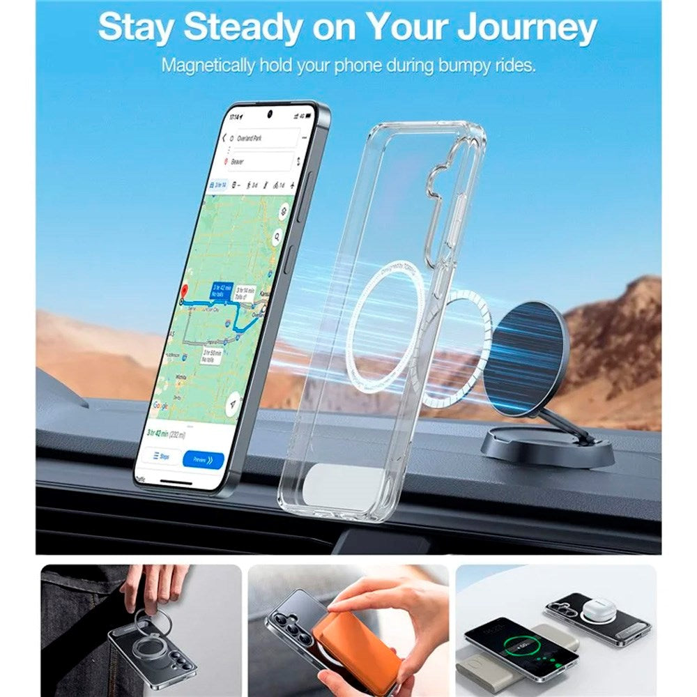 TORRAS Samsung Galaxy S25+ (Plus) Hybrid Skal m. Ställfunktion - MagSafe Kompatibel - Genomskinlig