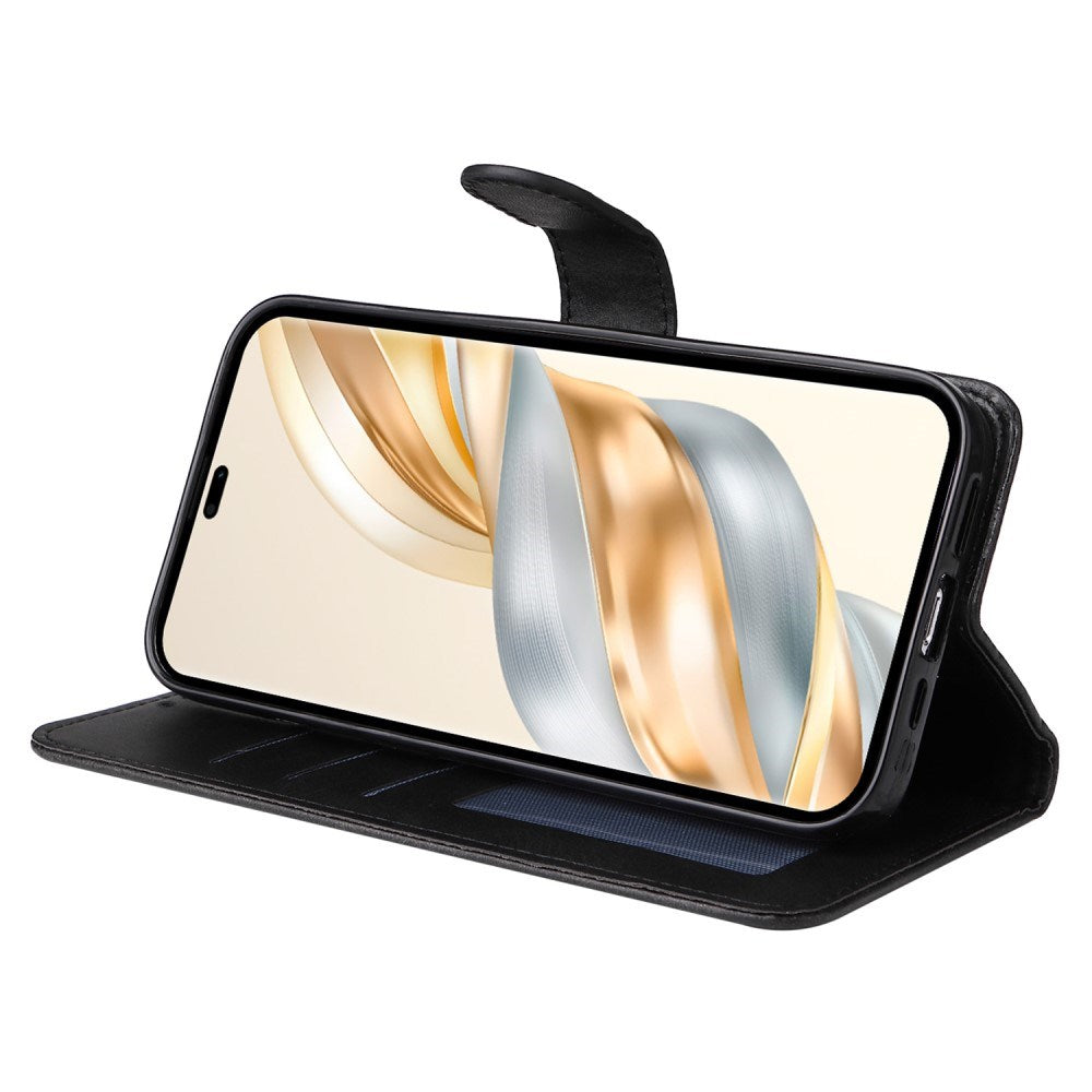 EIDERWOOD Honor Magic7 Lite Konstläder Flip Fodral m. Rem - Svart