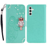 EIDERWOOD Samsung Galaxy S25+ (Plus) Konstläder Flip Fodral m. Ugglemotiv - Turkos