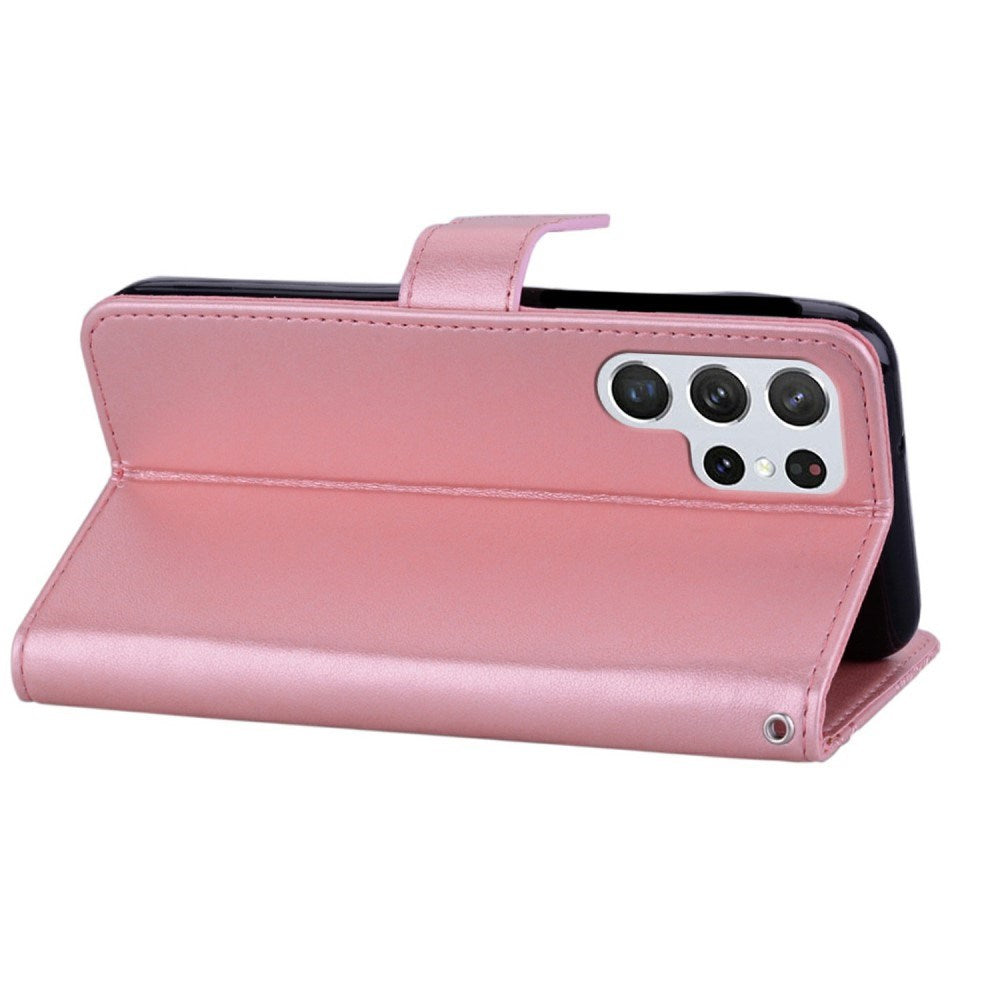 EIDERWOOD Samsung Galaxy S25 Ultra Konstläder Flip Fodral m. Ugglemotiv - Rosa