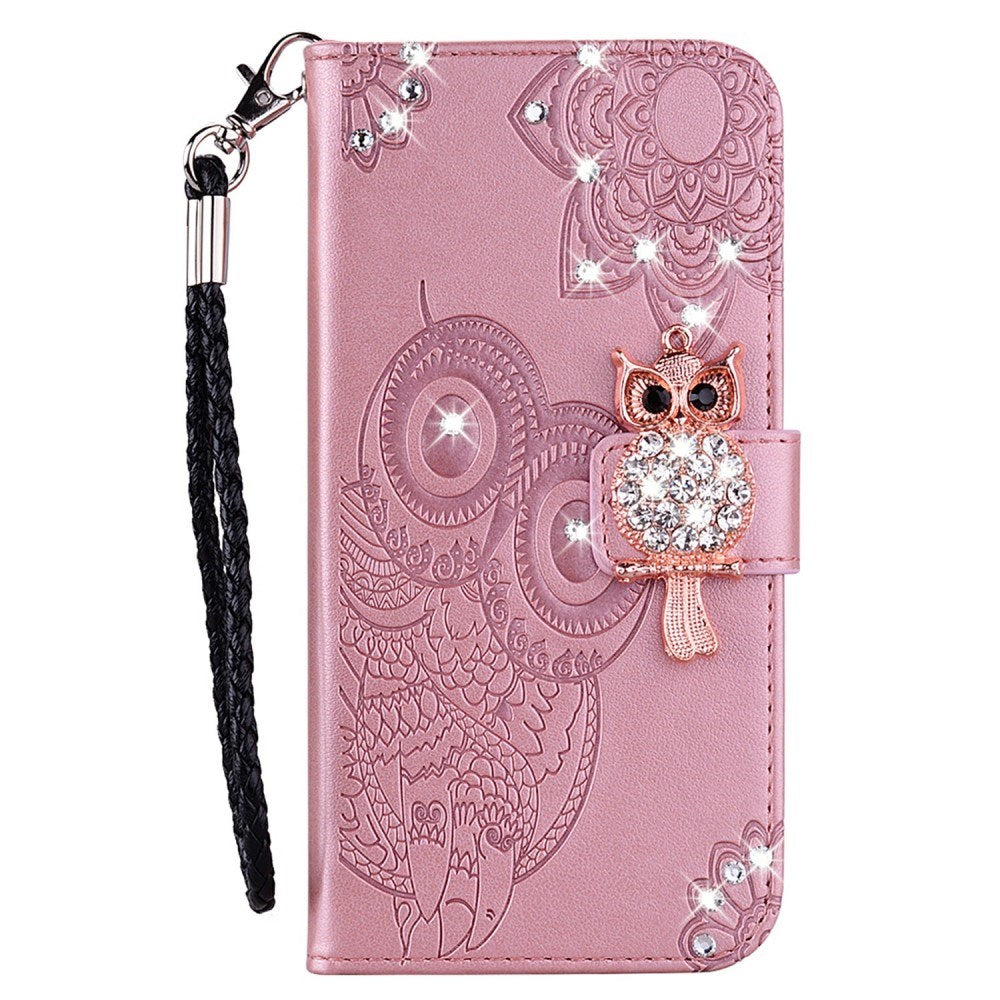 EIDERWOOD Samsung Galaxy S25 Ultra Konstläder Flip Fodral m. Ugglemotiv - Rosa