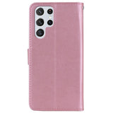 EIDERWOOD Samsung Galaxy S25 Ultra Konstläder Flip Fodral m. Ugglemotiv - Rosa