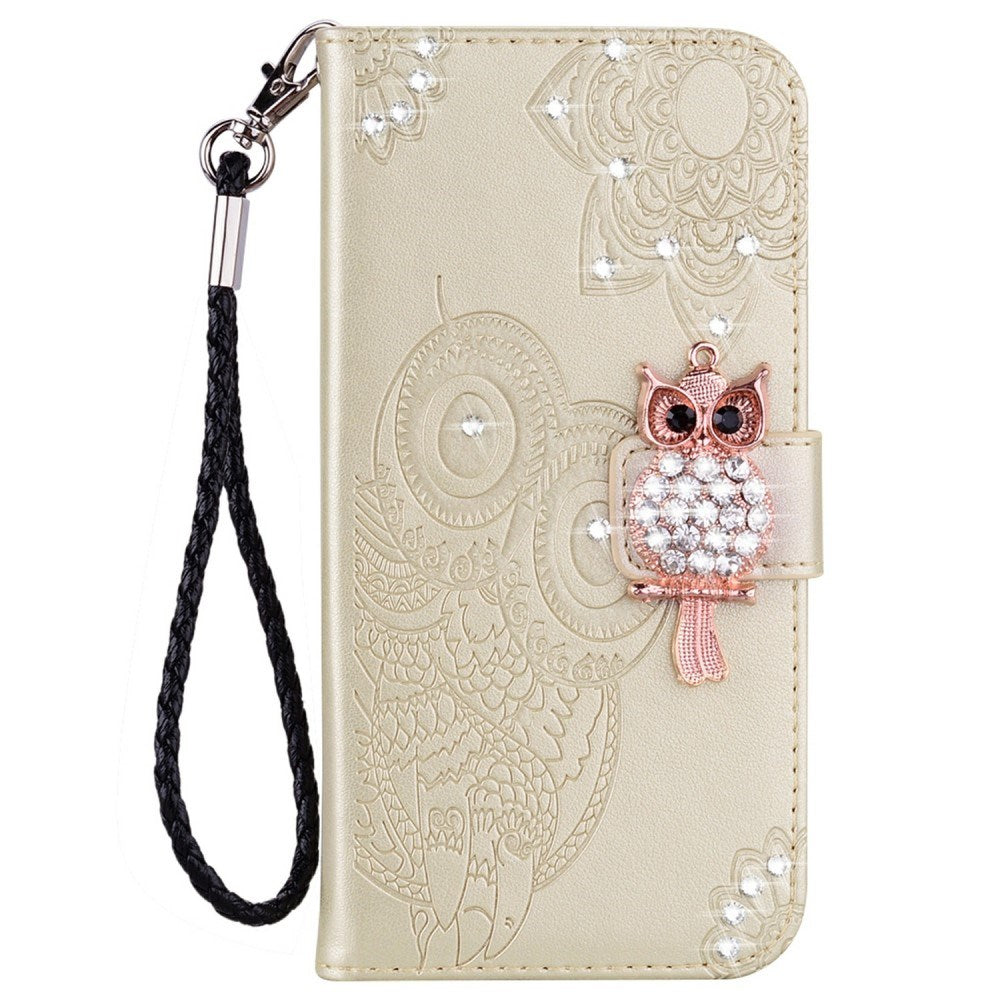 EIDERWOOD Samsung Galaxy S25 Ultra Konstläder Flip Fodral m. Ugglemotiv - Guld