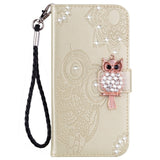 EIDERWOOD Samsung Galaxy S25 Ultra Konstläder Flip Fodral m. Ugglemotiv - Guld