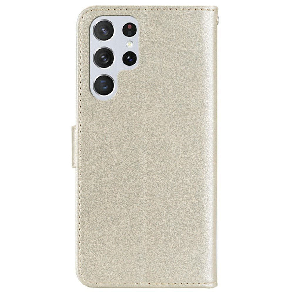 EIDERWOOD Samsung Galaxy S25 Ultra Konstläder Flip Fodral m. Ugglemotiv - Guld